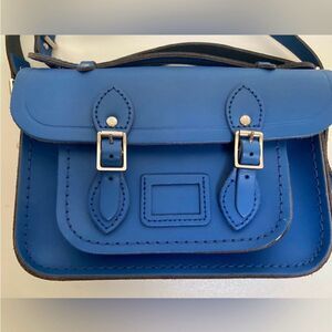Cambridge Satchel Company "The Mini" Crossbody 8.5" x 6"  Blue Leather nwot mini